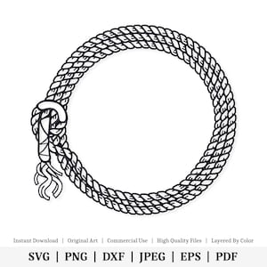 Lariat Lasso Seil Kranz | Illustrationen | SOFORTIGER DIGITALER DOWNLOAD | svg | png | dxf | .jpg | eps | pdf