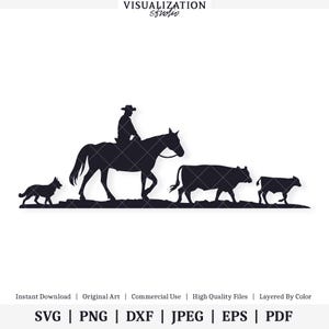 Viehtrieb | Cowboyhut | Illustrationen | SOFORTIGER DIGITALER DOWNLOAD | svg | png | dxf | .jpg | eps | pdf