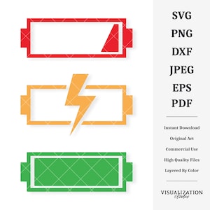 バッテリー | ベクターバンドル | インスタントデジタルダウンロード | svg | png | dxf | jpeg | eps | pdf