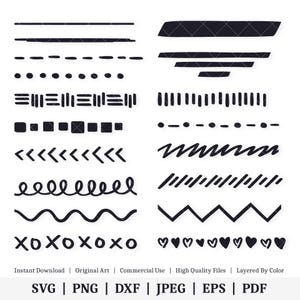Doodle lijnverdelers | Vectorbundel | DIRECT DIGITALE DOWNLOAD | Svg | png | dxf | jpeg | eps | pdf
