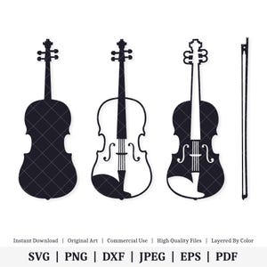 Violon | Oeuvre D'art Vectorielle | TÉLÉCHARGEMENT NUMÉRIQUE INSTANTANÉ | svg | png | dxf | jpeg | EPS | pdf