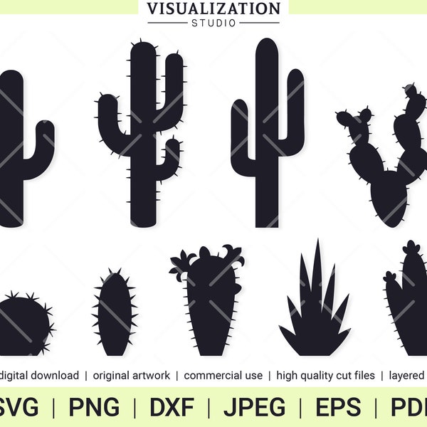 Cactus | Vector Clipart Set | INSTANT DIGITAL DOWNLOAD | svg | png | dxf | jpeg | eps | pdf