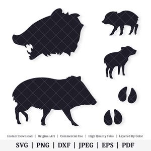Formes de cochon javelot | Pack de vecteurs | TÉLÉCHARGEMENT NUMÉRIQUE INSTANTANÉ | svg | png | dxf | jpeg | EPS | pdf
