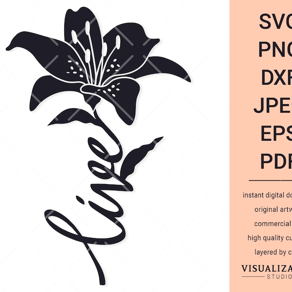 Tiger Lily Live Stem | Vector Clipart | INSTANT DIGITAL DOWNLOAD | svg | png | dxf | jpeg | eps | pdf