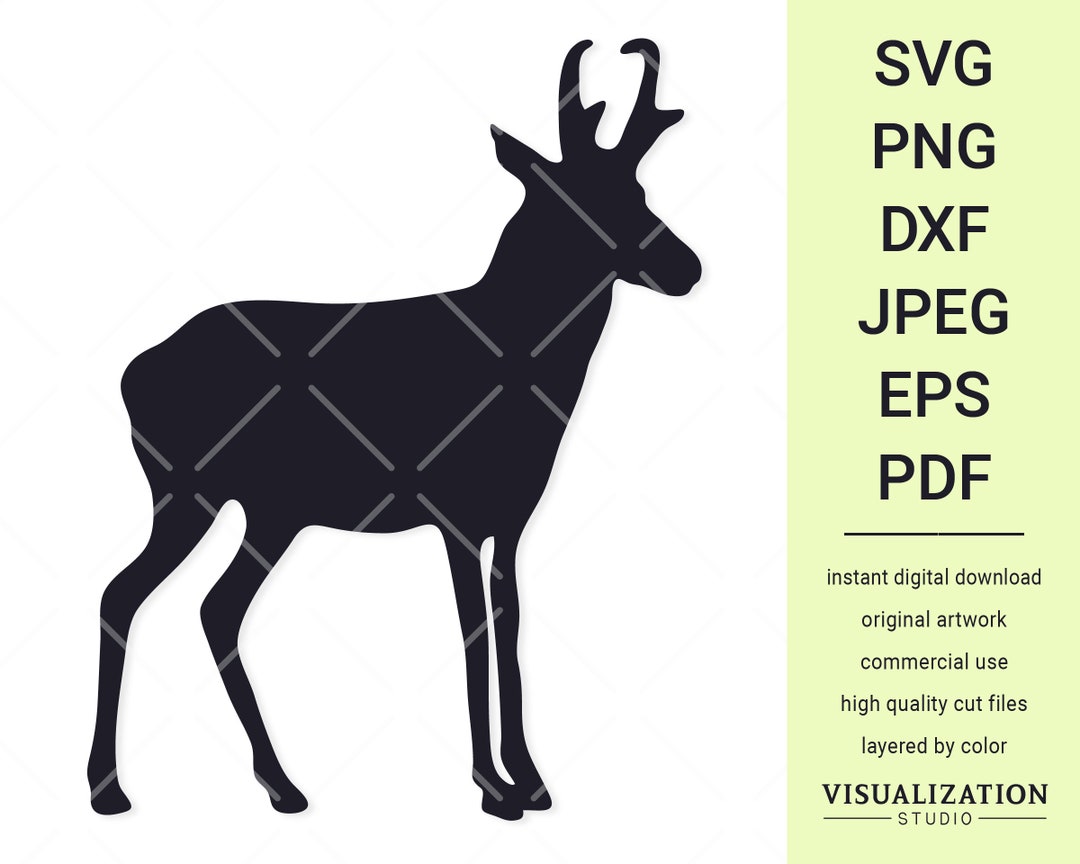 Pronghorn Antelope Shape Vector Clipart INSTANT DIGITAL DOWNLOAD Svg
