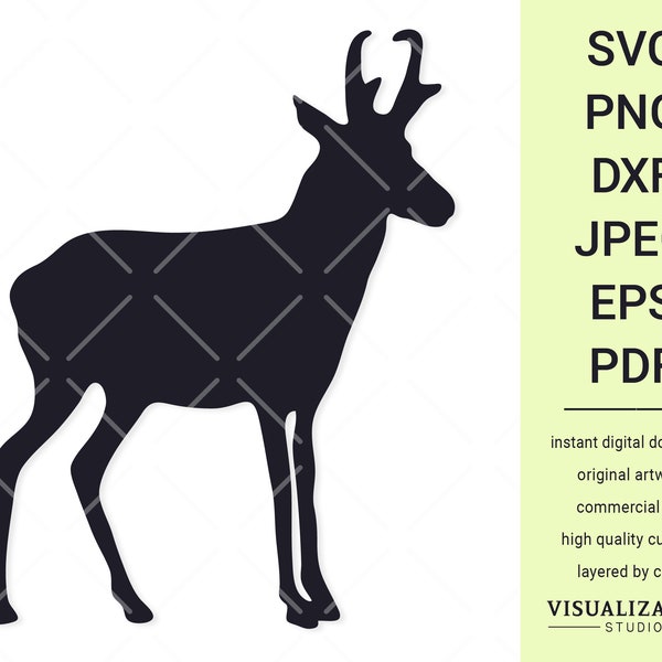 Pronghorn Antelope Shape | Vector Clipart | INSTANT DIGITAL DOWNLOAD | svg | png | dxf | jpeg | eps | pdf