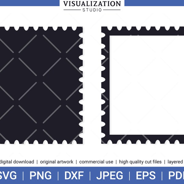 Postage Stamp Frame | Vector Clipart Set | INSTANT DIGITAL DOWNLOAD | svg | png | dxf | jpeg | eps | pdf