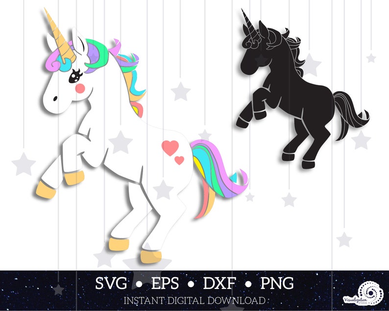 Download Svg Original Vector Unicorn Rainbow Png Silhouette Eps Instant Digital Download Dxf Scrapbooking Embellishments Commentfer Fr