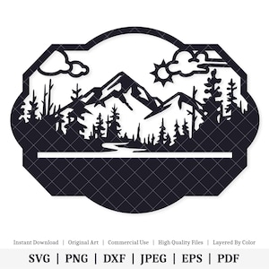Signe de propriété de paysage de montagne | Oeuvre D'art Vectorielle | TÉLÉCHARGEMENT NUMÉRIQUE INSTANTANÉ | svg | png | dxf | jpeg | EPS | pdf