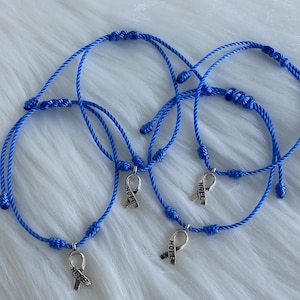Type 1 Diabetes, 4  Awareness String  Bracelets / T1D String Bracelet/ Wear Blue