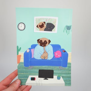 A5 Pug carte postale | Pugs Illustration | Dessin | Vadrouilles cadeau | Produits de nais