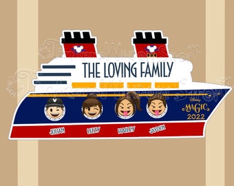 Family Magnet for D.I.S.N.E.Y DCL Ship with Custom Names, Dates, Ship and Characters or Emojis