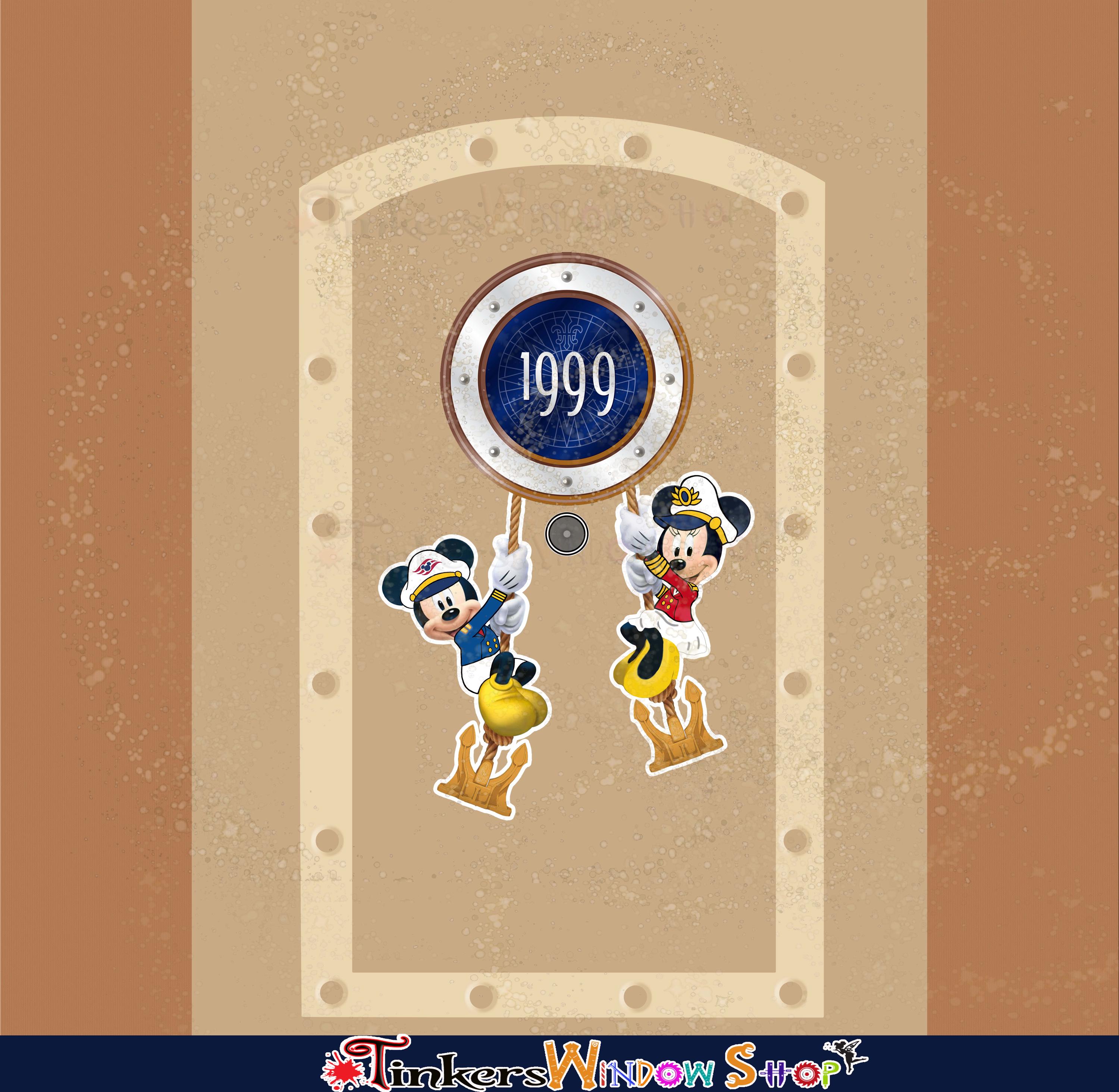 Captain Mickey and Minnie Hanging off cabin number Disney inspired Cruise line Magnet for Cabin Door