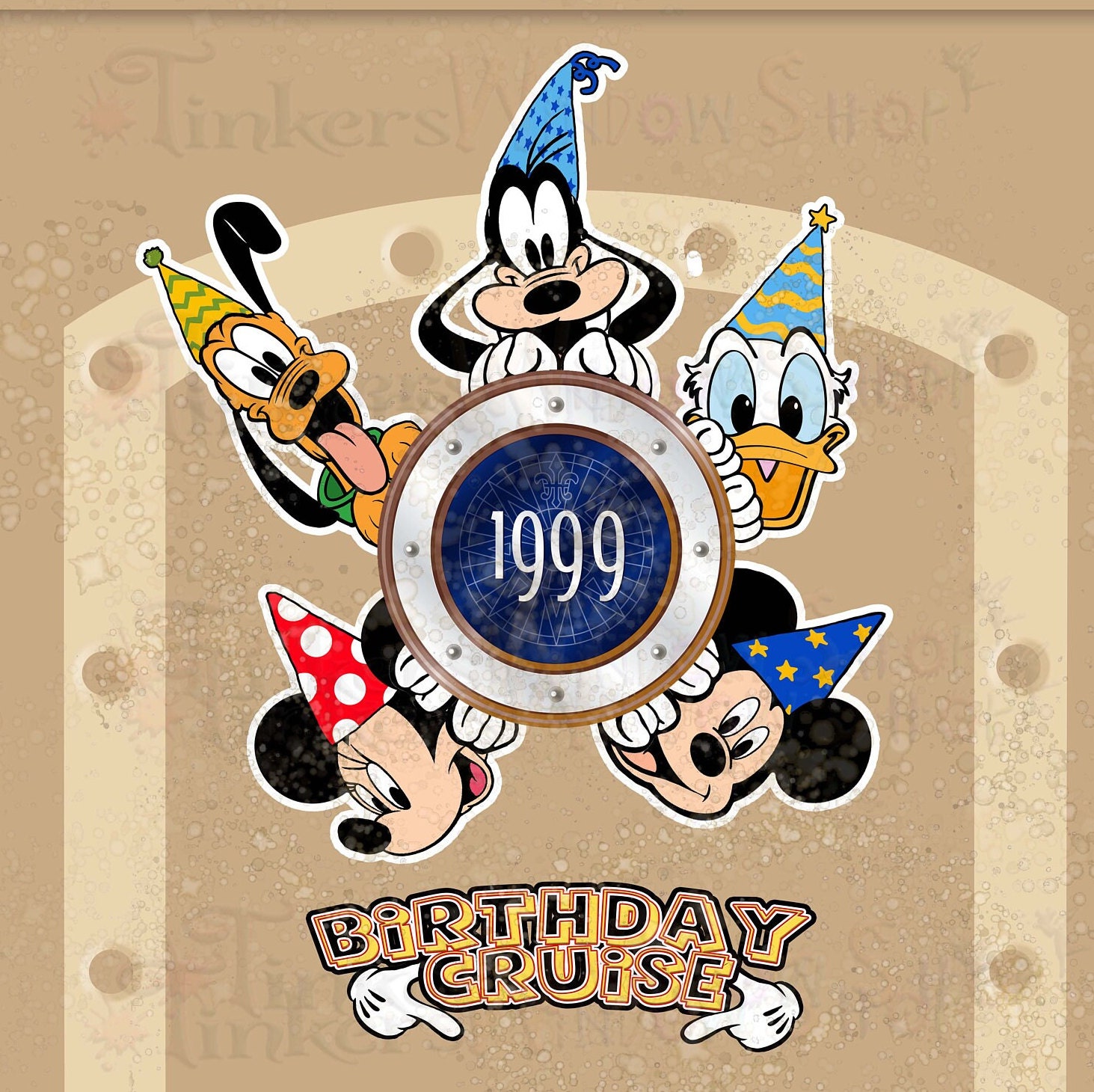 Happy Birthday Fab Five Gang Magnet - Cruise Line Laminated Magnet