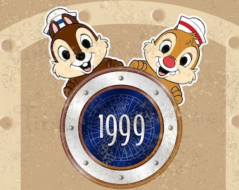 Set of Chip and Dale peeking over Cabin stateroom All DCL Cabin Number