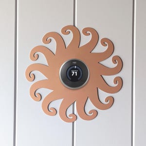 Nest Wall Plate / Nest Thermostat Wall Plate / Wall Decor - Metal Copper Sun Wall Plate