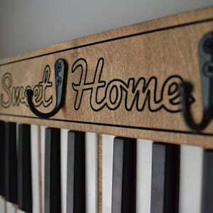 Key Hook / Key Hanger / Entryway Key Hook / Wall Art / Home Decor : Home Sweet Home Piano Key Hook