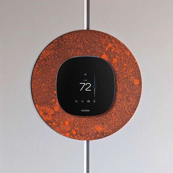 Orange Splatter Rust Ecobee Wall Plate: Handmade Metal Wall Decor