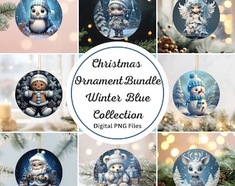 Blaue Weihnachtsverzierung als PNG-Bundle: Winter Holiday Designs (Digitaler Download)