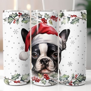 Boston Terrier Dog Mom Tumbler Wrap  Digital Download 20 oz Skinny Tumbler | Boston Terrier Christmas Tumbler Wrap | Boston Terrier Tumbler