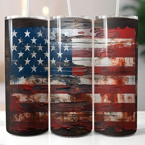 Amerikanische Flagge Tumbler Wrap PNG Digital Download für 20 oz Skinny Tumbler | Vaterländischer Becher