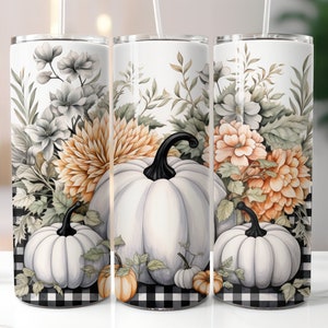 Pumpkin Fall Tumbler Wrap PNG Digital Download for 20 oz Skinny Tumbler | Fall Sublimation Tumbler Designs | Fall Tumbler Sublimation Design