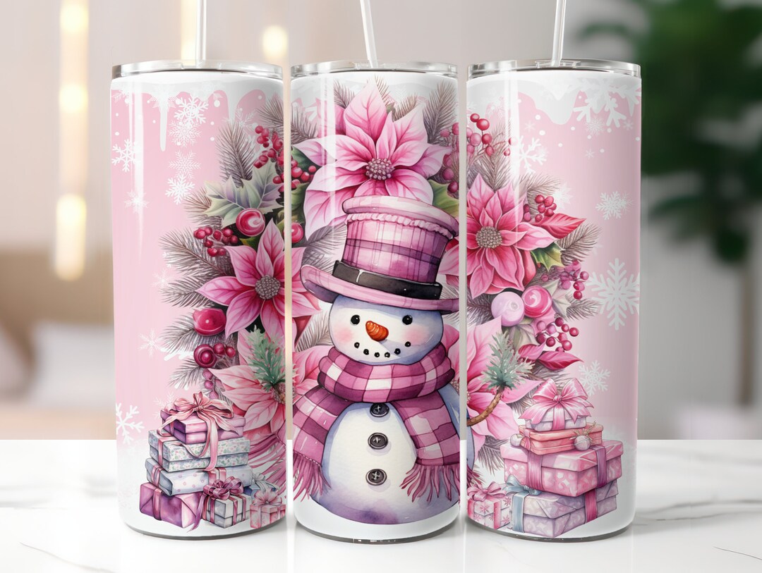 Pink Christmas Tumbler Wrap PNG Digital Download 20 Oz Skinny Tumbler ...