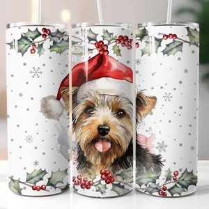 Yorkshire Terrier Dog Mom Tumbler Wrap  Digital Download 20 oz Skinny Tumbler | Yorkshire Terrier Christmas Tumbler Wrap | Yorkie Tumbler