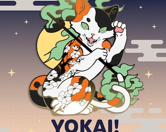 Yokai! Sakura Nekomata Enamel Pin