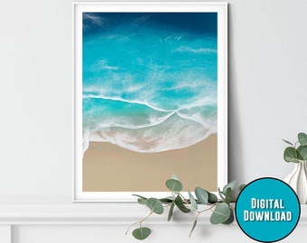 CARIBBEAN ART, Aerial beach print, Coastal Printable art, Beach wall Art, Beach wall decor, Original ocean art print, Digital Tropical art