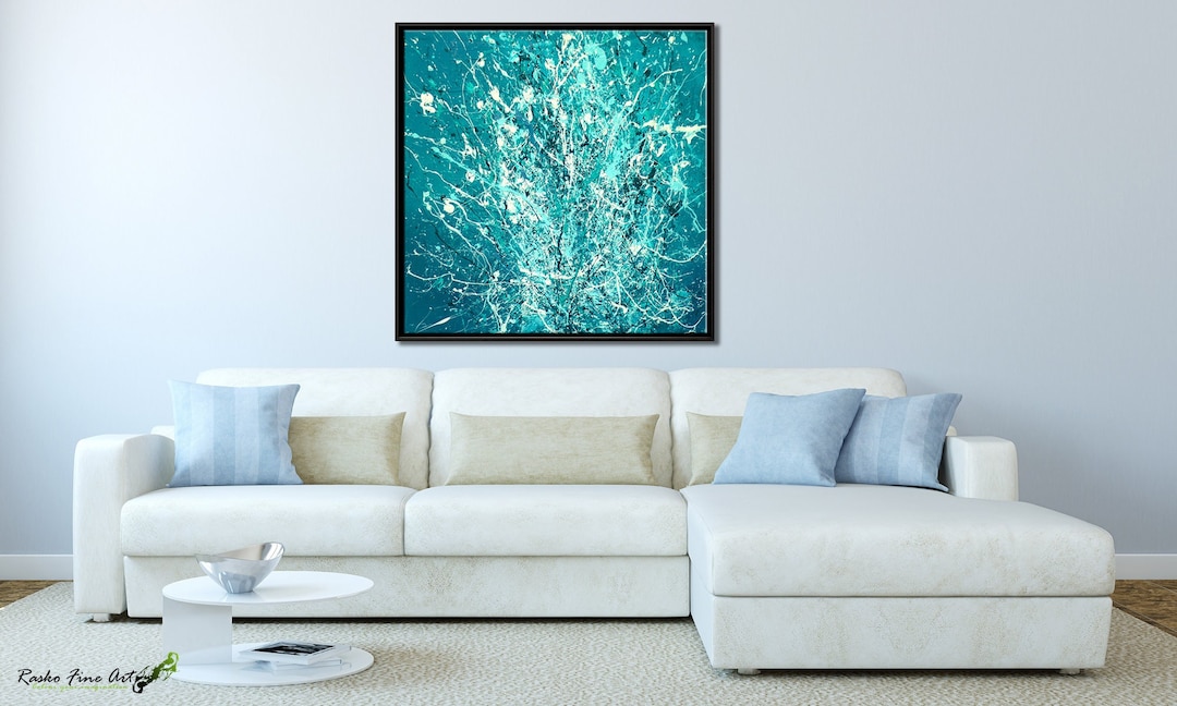 LIGHT BLUE Wall ART, Splash Art, Original Ocean Art, Aesthetic Minimal