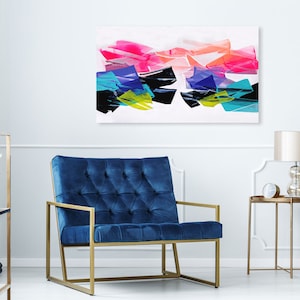 Vibrant and Colorful Abstract Painting | 24x40 inches | Pink, Blue, Orange Painting