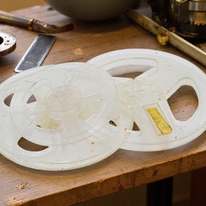 Set of 3 Clear Vintage Reel-to-Reel Audio Tape Reels – Two 7&quot; and One 5&quot; Empty Plastic Spools