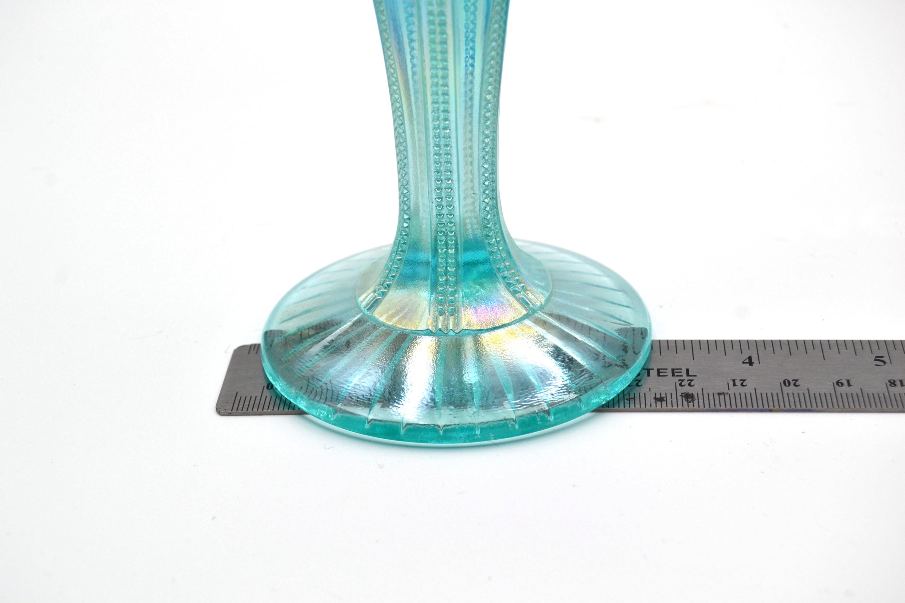 Fenton Pinwheel Aztec Vase – 95th Anniversary Carnival Glass Aquamarine ...
