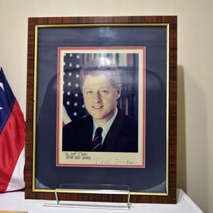 Bill Clinton Autographed Portrait – Hand Signed “To Jeff Duty” – Framed & Matted Presidential Gift