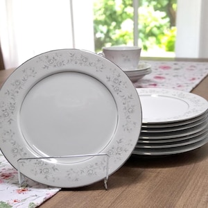 Platinum Rose Dinner Plate – Fine China of Japan 10 3/8” – 1977 Discontinued Elegance