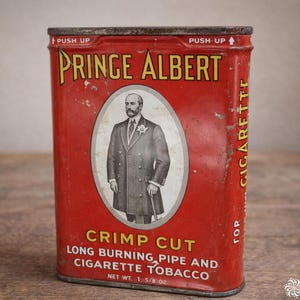 old prince albert tobacco tin value Vintage Crimp Cut Tin, Original Pricing 1960's, Gift for Dad Vintage Prince Albert Pipe and