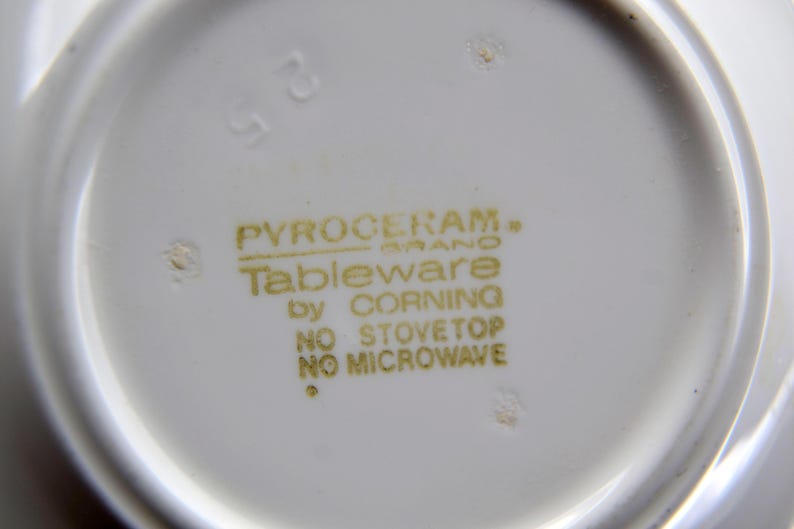 Pyroceram Tableware Vintage Corning Corelle Pyroceram Flat Coffee Cup White Narrow Rim ...