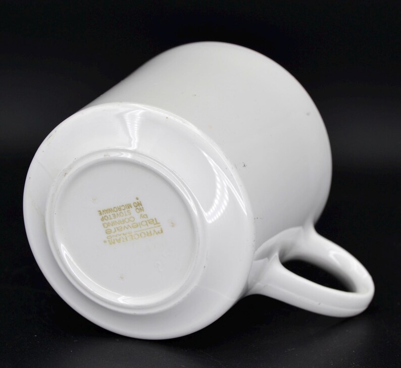 Pyroceram Tableware Vintage Corning Corelle Pyroceram Flat Coffee Cup White Narrow Rim ...