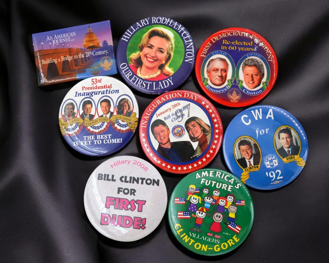 Clinton-gore Political Pin Lot – 1990s Democratic Legacy With Hillary ...