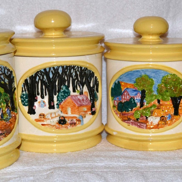 Vintage Americana Canister Set - Hershey's Mold - 4 Pieces - Sunny Yellow Delight