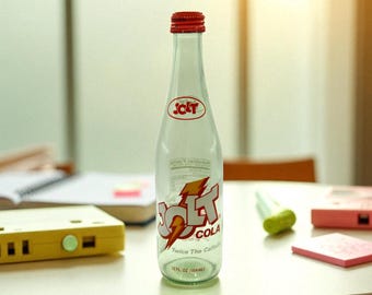 Vintage Jolt Cola Bottle with Cap – 12 oz Glass Soda – Twice the Caffeine – 1980s 1990s Soft Drink Collectible Rochester NY
