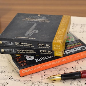 3 Unused Capitol Reel-to-Reel Tapes – 2x 4&quot; Type 352 + 1x 5&quot; 600’ Sound Tape – Midcentury Audio Collectible – Sealed Box