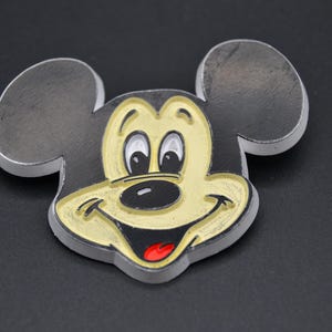 Vintage Disney Mickey Mouse Pin – Large 2.5&quot; Plastic Leverback, Bright & Vibrant Collectible