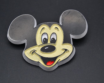 Vintage Disney Mickey Mouse Pin – Large 2.5" Plastic Leverback, Bright & Vibrant Collectible