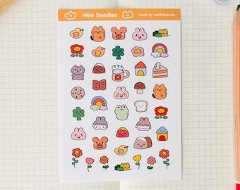 Mini Deco Doodles Sticker Sheet | Bullet Journal Stickers, Cute Planner Stickers, Scrapbook Stickers, PenPal Letter | doodles, deco