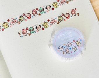 Washi Tape [Silly Cute Friends] | Unique | Colorful | 10m x 15mm | Cute Washi Tape, Journaling Tape, Stationery Tape, Cute Art Washi Tape