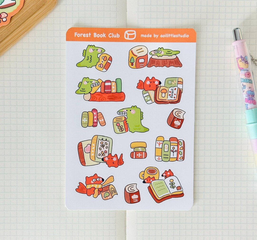 Forest Book Club Sticker Sheet | Bullet Journal Stickers, Cute Planner ...