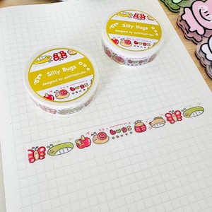 Washi Tape [Silly Bugs] | Unique | Colorful | 10m x 15mm | Cute Washi Tape, Journaling Tape, Stationery Tape, cute bugs Washi Tape