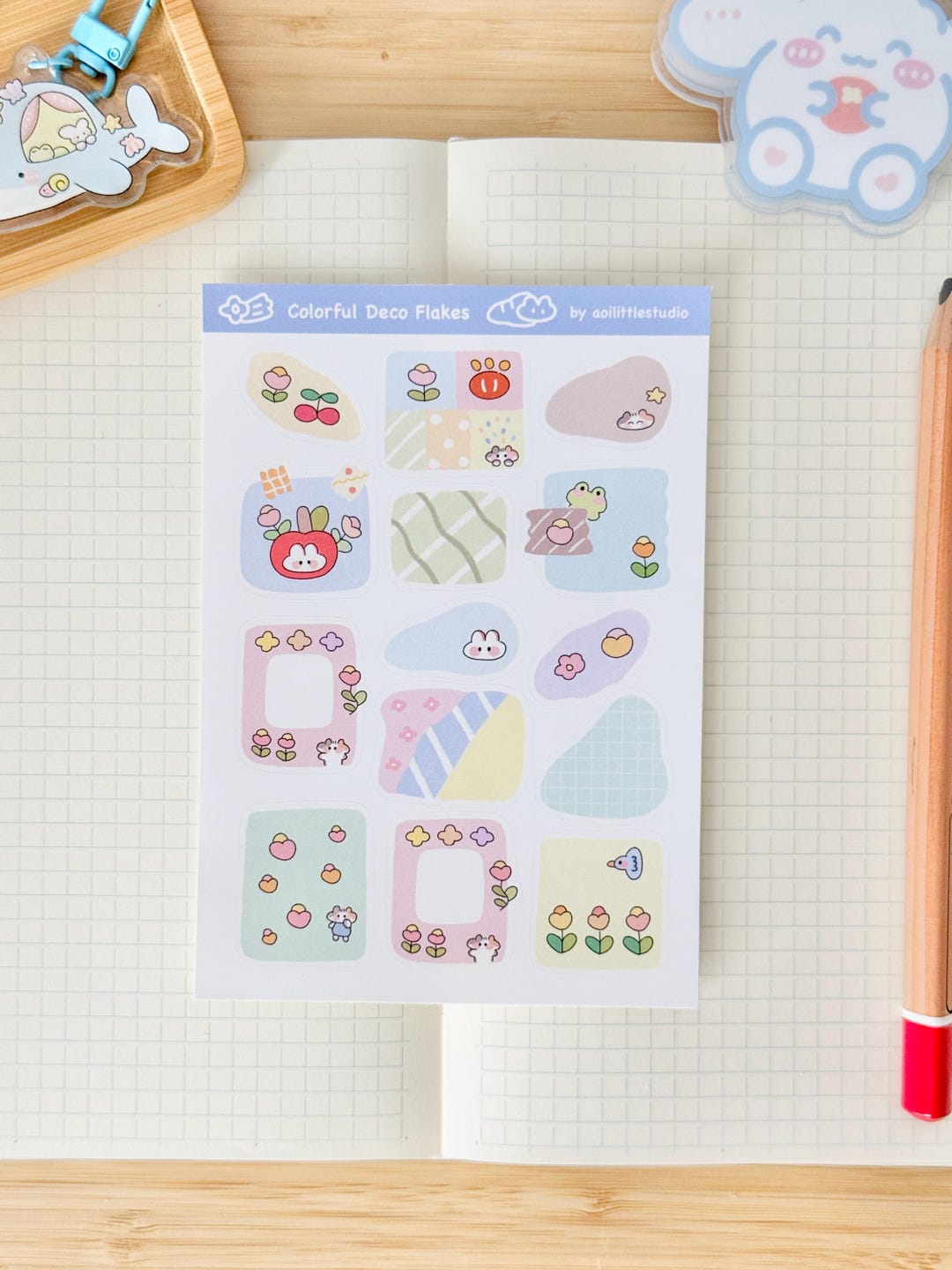 Colorful Deco Flakes Sticker Sheet | Bullet Journal Stickers, Cute ...